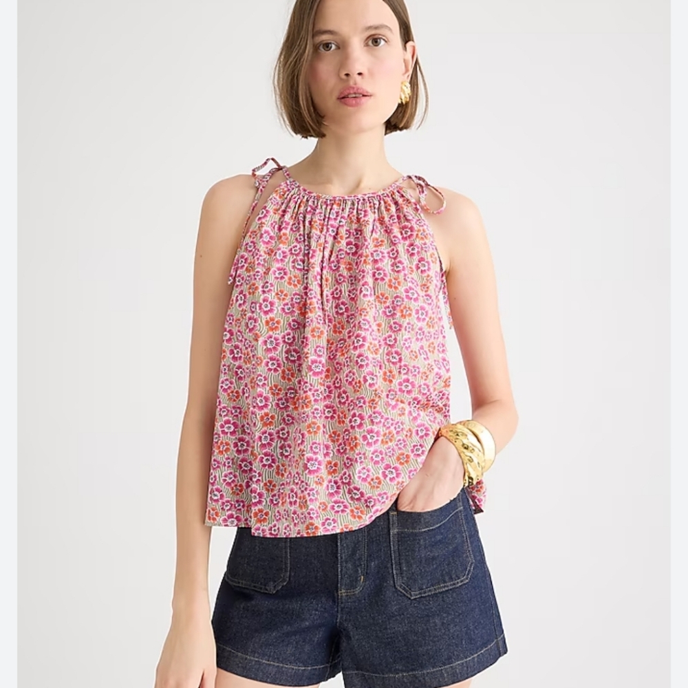 J Crew Tie-shoulder top in Liberty® Ellie fabric CA090 NWT - Picture 2 of 7